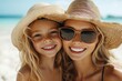 © Kishan - Mother and daughter having fun at the beach on a sunny vacation day, Generative AI