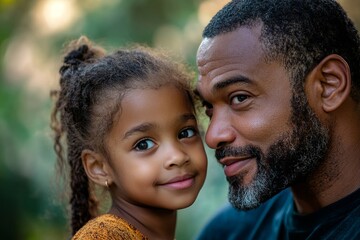 Young girl whispers secret to father, Generative AI