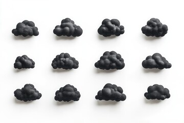 Sticker - A close-up shot of a bunch of black clouds on a white surface