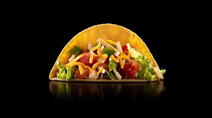 Poster - Fresh and Delicious Taco on Black Background