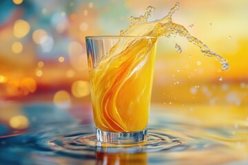 Poster - A refreshing beverage with a mix of orange juice and water, perfect for a morning pick-me-up