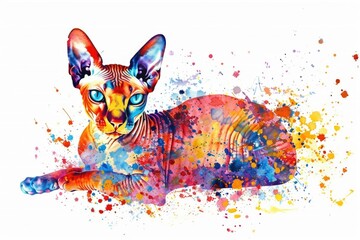 Aufkleber - A sphynx cat relaxing on a white surface