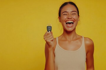 Aufkleber - A person holding a mobile device, suitable for technology or personal use scenes