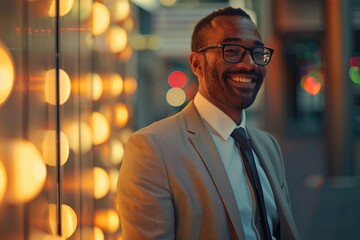 Poster - A person wearing a suit and tie standing in front of a window, possibly contemplating or making a decision