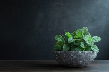Poster - A small plant growing out of a decorative stone bowl on a table