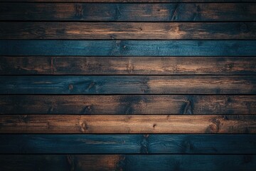 Poster - A wooden wall with brown and blue paint applied