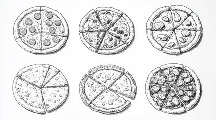 Poster - Freshly baked pizzas arranged on a clean white surface