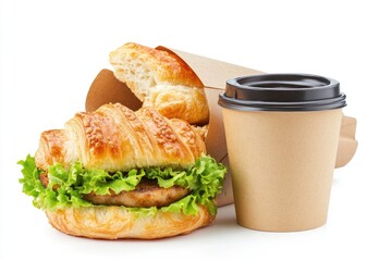 Poster - A sandwich and a cup of coffee sit on a table, waiting to be enjoyed