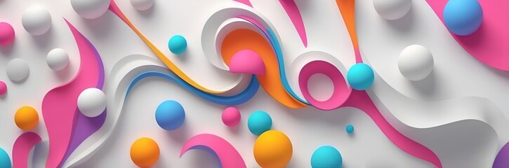 Abstract 3D geometric shapes circle and sphere dynamic wide background pattern