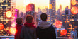 © Kafka - A family observes the city skyline from a rooftop.