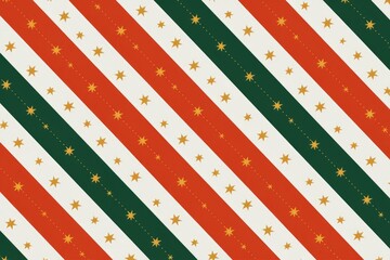 Poster - Diagonal stripes of red  green and white with gold stars