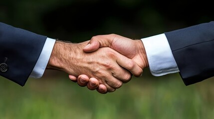 Strengthening bonds, two professionals secure a promising partnership with firm handshake