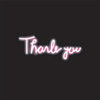© fajri - neon thank you lettering isolated on black background. Thank you writing icon with glowing neon lines. Vector illustration.