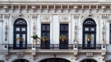Poster - A building with lush greenery on its balconies, perfect for urban gardening or architectural photography