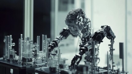 Poster - Futuristic Robot Working in a High-Tech Lab Environment