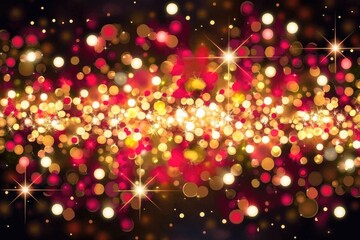Aufkleber - Abstract background with golden and red bokeh lights