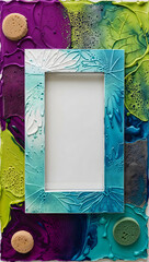 Abstract Frame with Teal, Green, and Purple