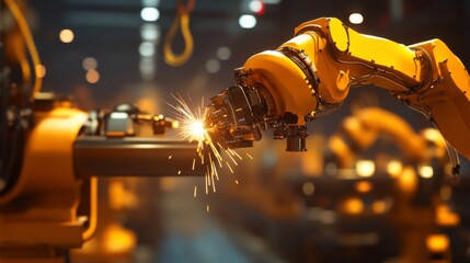 Poster - Industrial Robot Arm Welding in Modern Factory