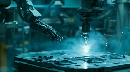 Poster - Industrial Robot Arm in Precision Manufacturing Process