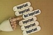 © Fauzi - sticks are arranged with the words important or not important. the concept of separation of important and unimportant