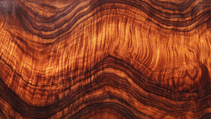 Rich mahogany with a warm color and intricate grain patterns