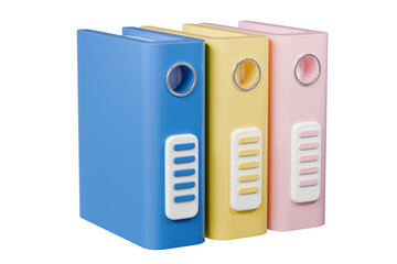 Fototapete - 3d file folder with paper business icon. minimal binder file folder document icon. office equipment 