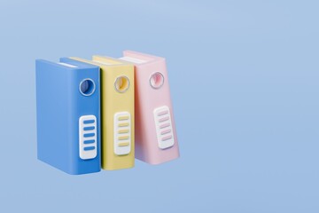 Fototapete - 3d file folder with paper business icon. minimal binder file folder document icon. office equipment 