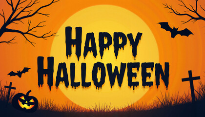 Wall Mural - Halloween poster with text Happy Halloween