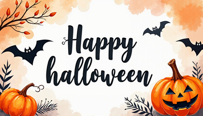 Wall Mural - Watercolor style Halloween poster with text Happy Halloween