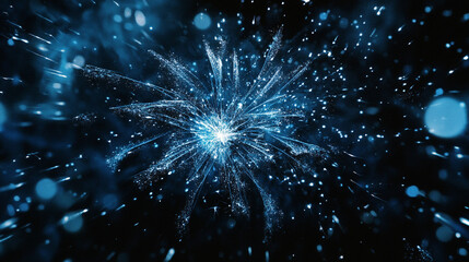 Poster - Stunning blue explosion of light creating a starry effect in a dark background at night