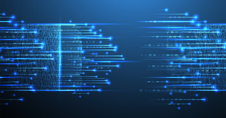 Aufkleber - Big Data futuristic, technology light design. Vector datum digital background. Illustration innovation of data system. Hand drawn illustration.