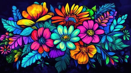 Poster - Vibrant Digital Floral Illustration