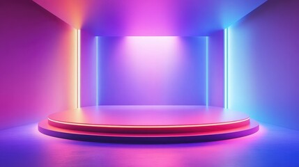 Poster - Colorful, abstract stage background with vivid gradients and lights, providing clear copy space for text in the middle