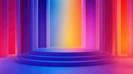 Poster - Colorful, abstract stage background with vivid gradients and lights, providing clear copy space for text in the middle