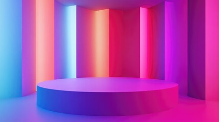 Poster - Colorful, abstract stage background with vivid gradients and lights, providing clear copy space for text in the middle