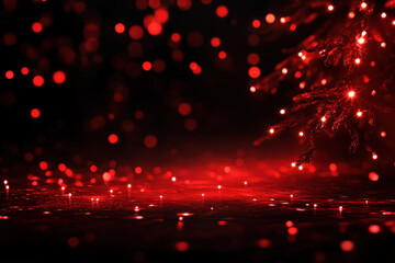 Wall Mural - red bokeh lights background abstract blurred christmas lights holiday glow.