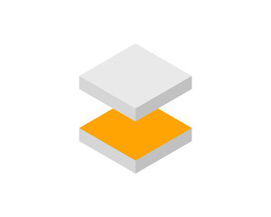 Poster - cube logo, geometric vector design. box logotype company, trendy tech emblem in pixel style.