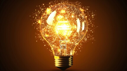 Poster - glowing light bulb with sparkling energy, bright illumination, creative concept