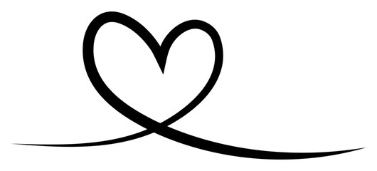 Poster - Heart shape continuous line drawing. Love linear symbol. Vector illustration isolated on white.