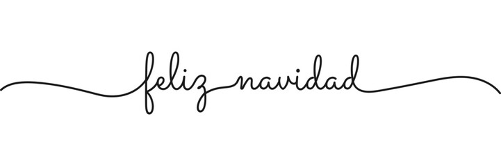 Wall Mural - Calligraphic feliz nadvidad (merry christmas in spanish) text in ballpoint pen style isolated on white background. Rounded feliz nadvidad sign in script text with small caps text. Vector Illustration