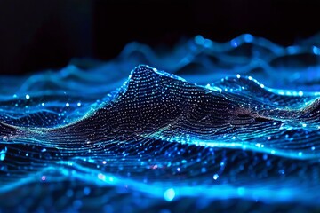 Poster - particle system hologram thousands of tiny particles move and in