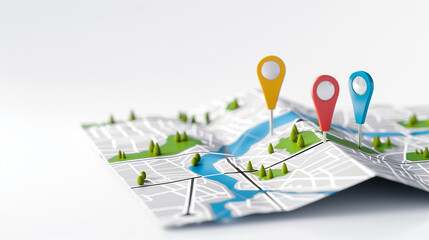 Poster - Map with location pins showcasing navigation and direction in a vibrant design