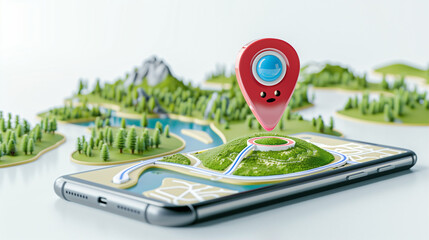 Aufkleber - Smartphone with map and location pin showcasing digital navigation for outdoor exploration and travel guidance