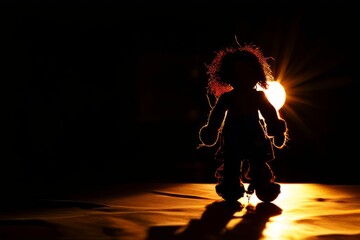 rag doll edge lighting silhouetted rag doll against a brightly l