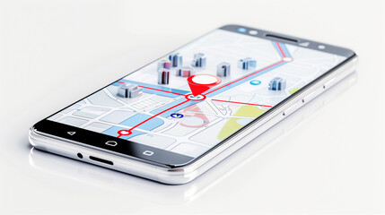 Aufkleber - Smartphone displaying map navigation with GPS location markers for urban travel and directions