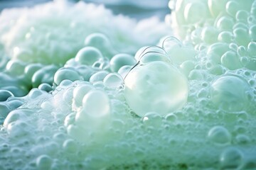 Poster - seafoam bubbles a close up shot of seafoam bubbles with waves ge