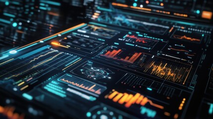 Poster - Data visualization dashboard with graphs, charts, and metrics