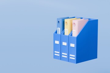 Fototapete - 3d file folder with storing box and paper icon. minimal binder file folder document icon. office equ