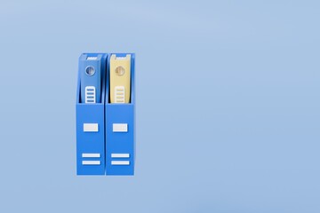 Fototapete - 3d file folder with storing box and paper icon. minimal binder file folder document icon. office equ