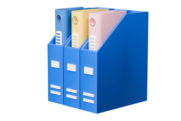 Fototapete - 3d file folder with storing box and paper icon. minimal binder file folder document icon. office equ
